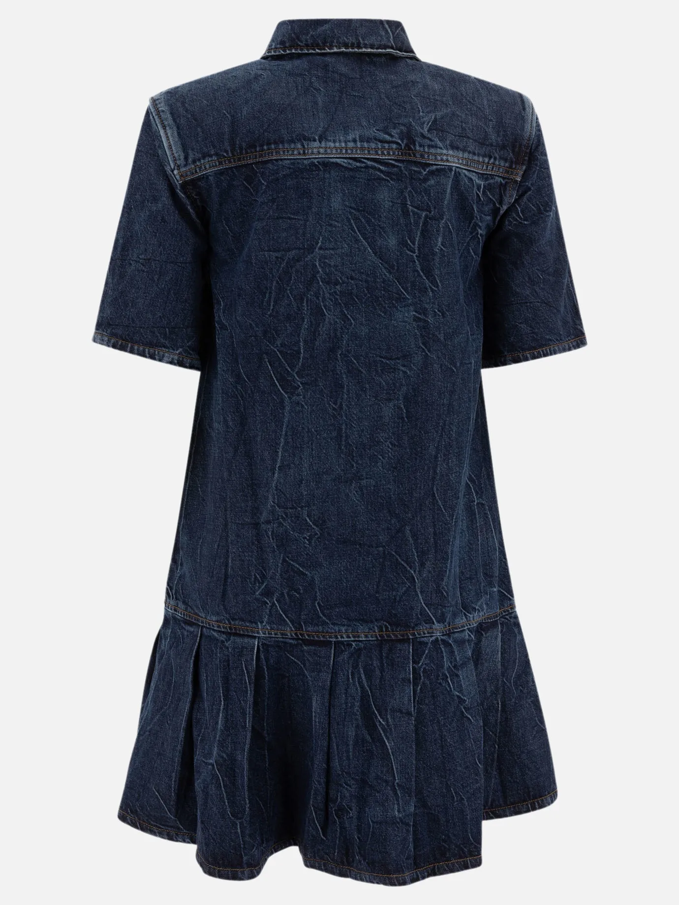 Crinkled future denim mini dress