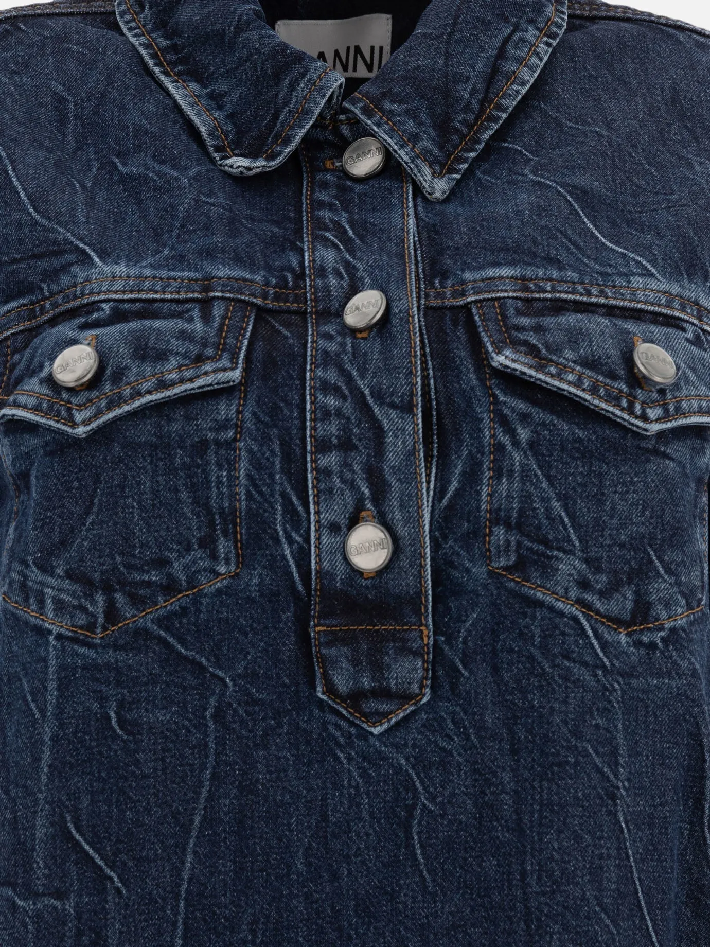 Crinkled future denim mini dress