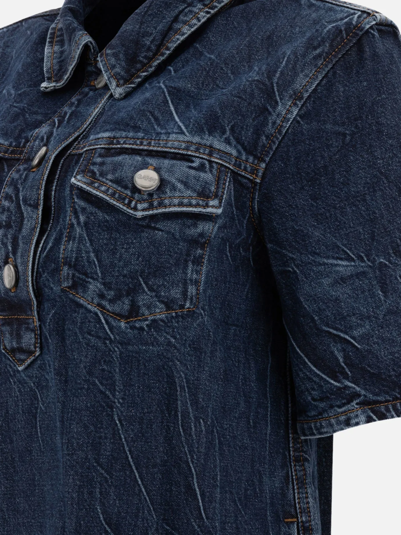 Crinkled future denim mini dress