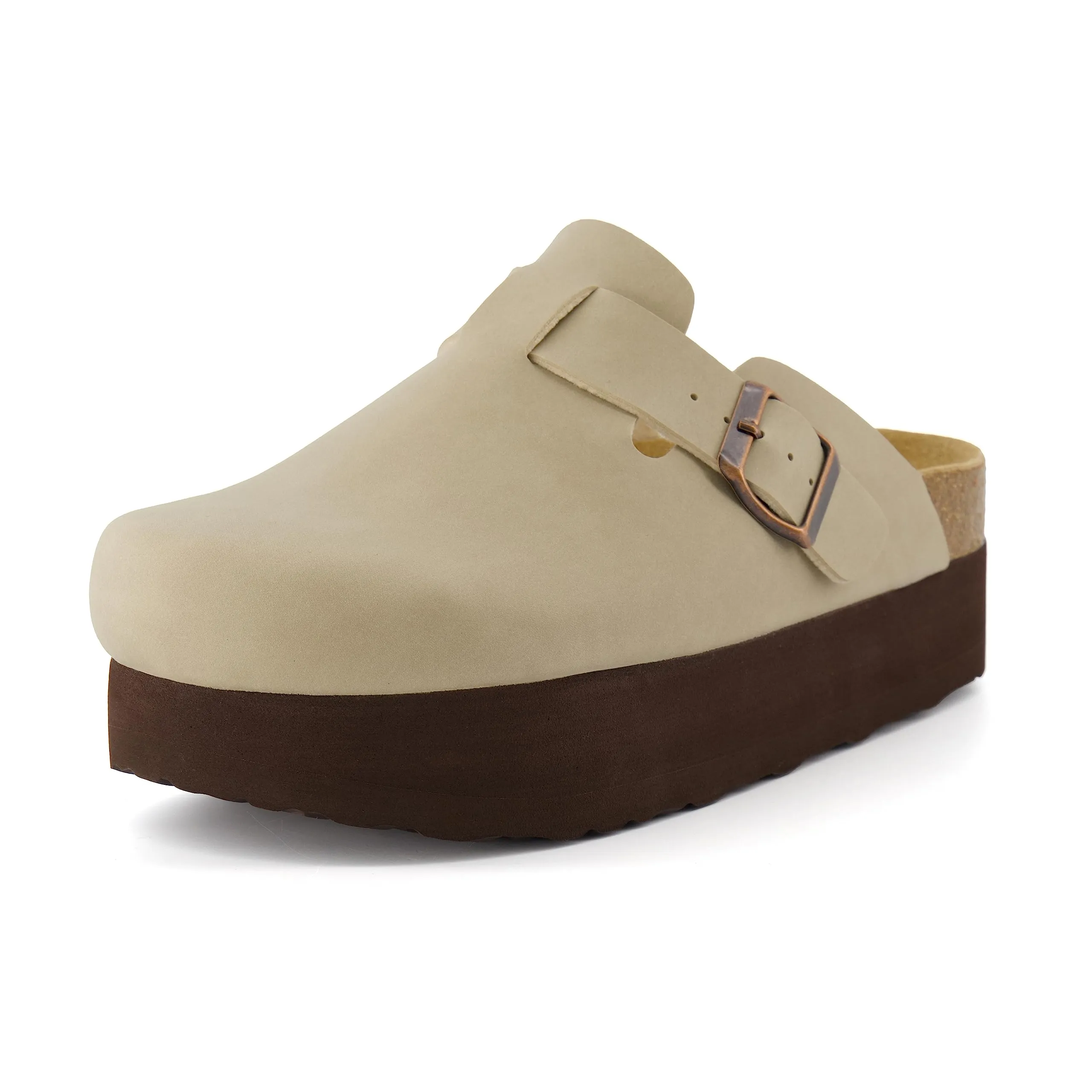 CUSHIONAIRE Women's Loom Cork Footbed Platform Clog with  Comfort, Wide Widths Available