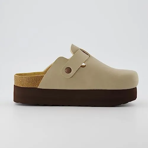 CUSHIONAIRE Women's Loom Cork Footbed Platform Clog with  Comfort, Wide Widths Available