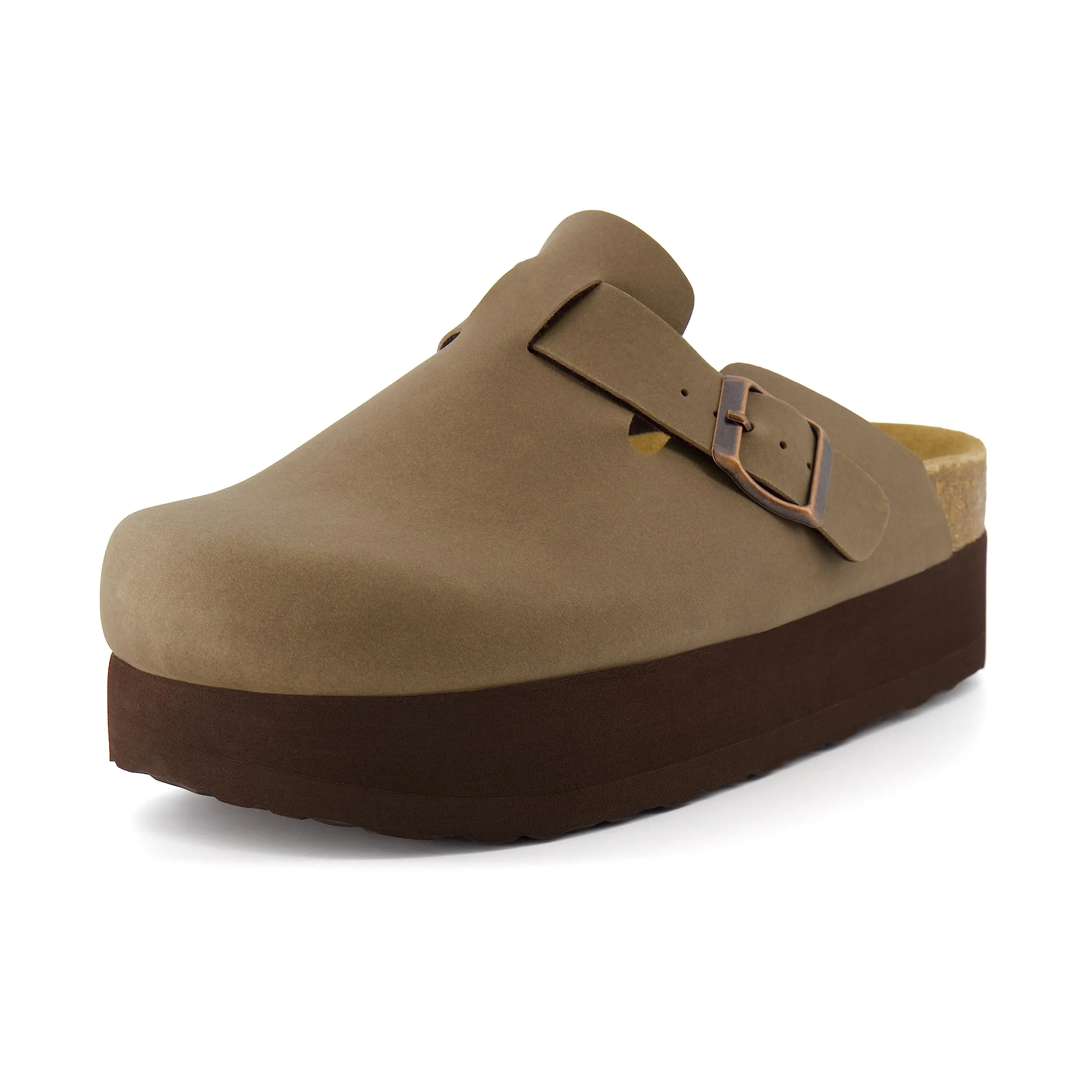 CUSHIONAIRE Women's Loom Cork Footbed Platform Clog with  Comfort, Wide Widths Available