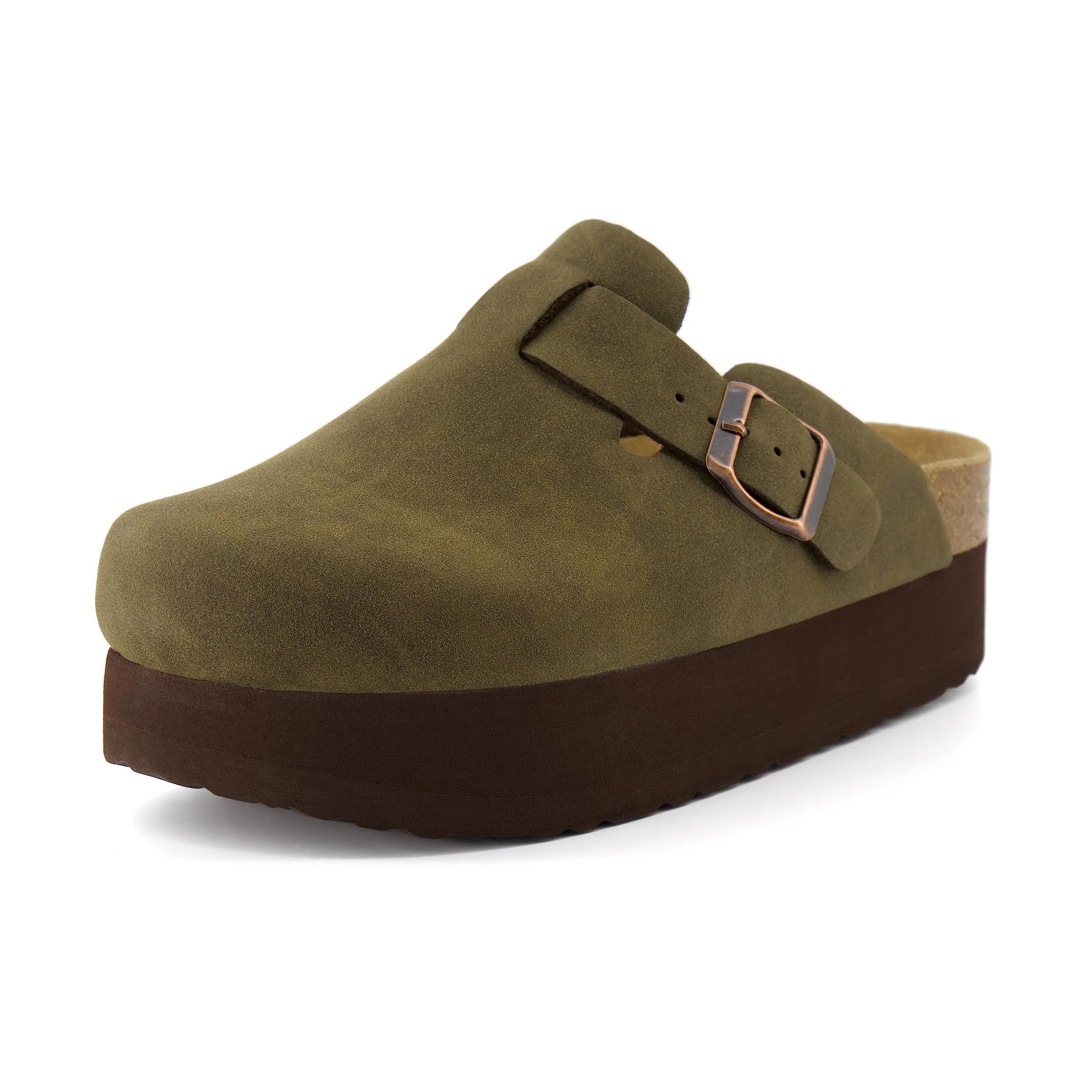 CUSHIONAIRE Women's Loom Cork Footbed Platform Clog with  Comfort, Wide Widths Available