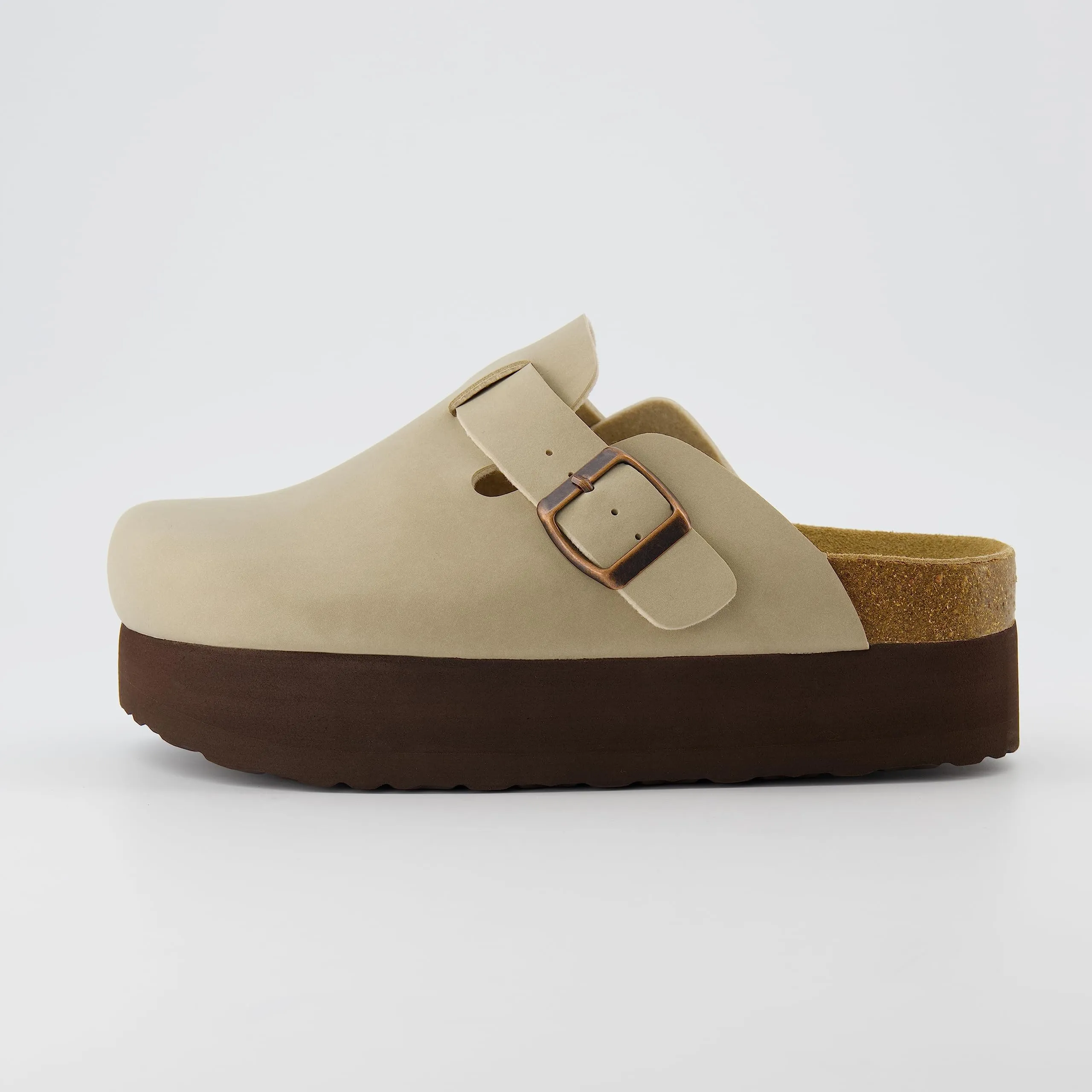 CUSHIONAIRE Women's Loom Cork Footbed Platform Clog with  Comfort, Wide Widths Available