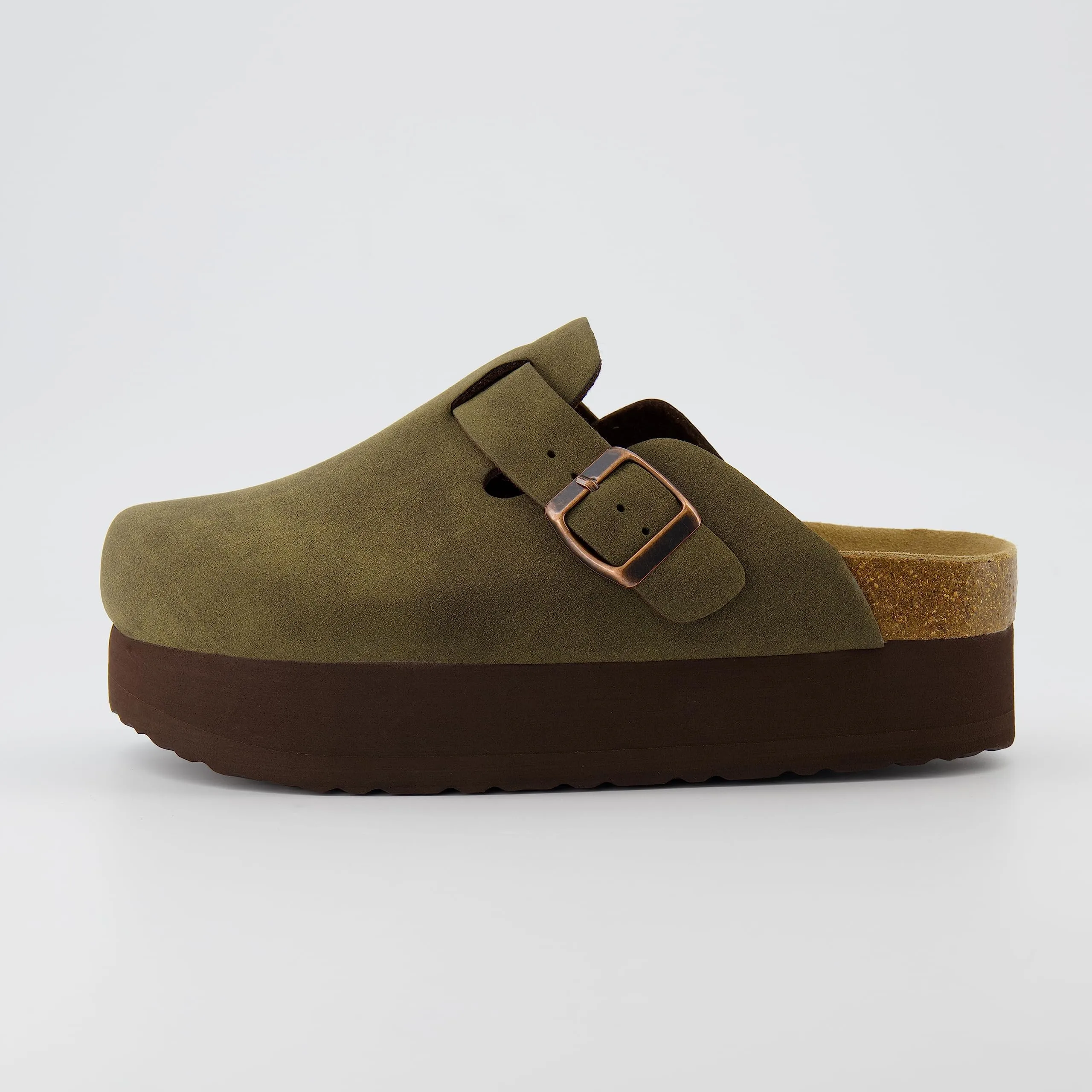 CUSHIONAIRE Women's Loom Cork Footbed Platform Clog with  Comfort, Wide Widths Available