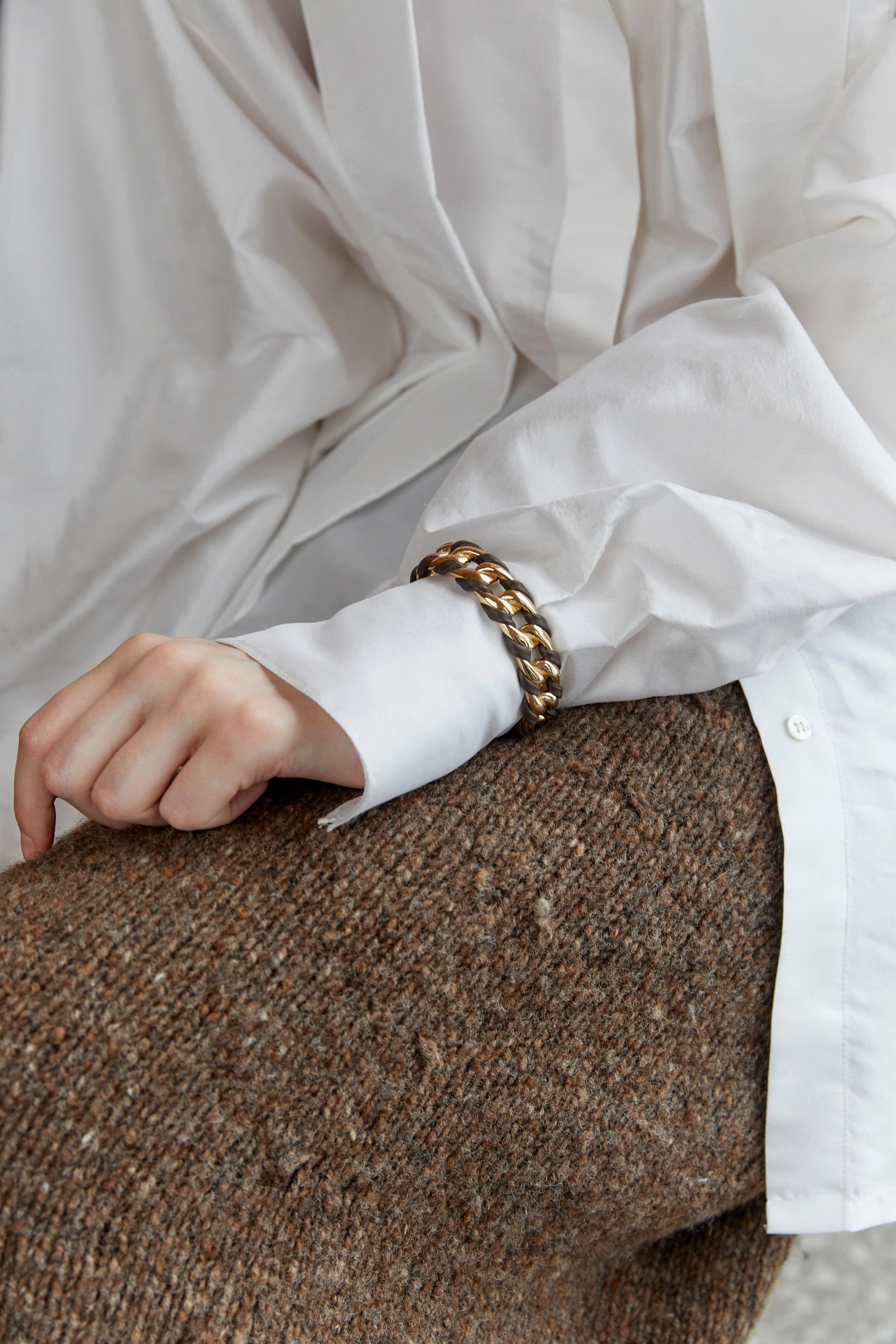 Dark Brown Gold Half Bangle