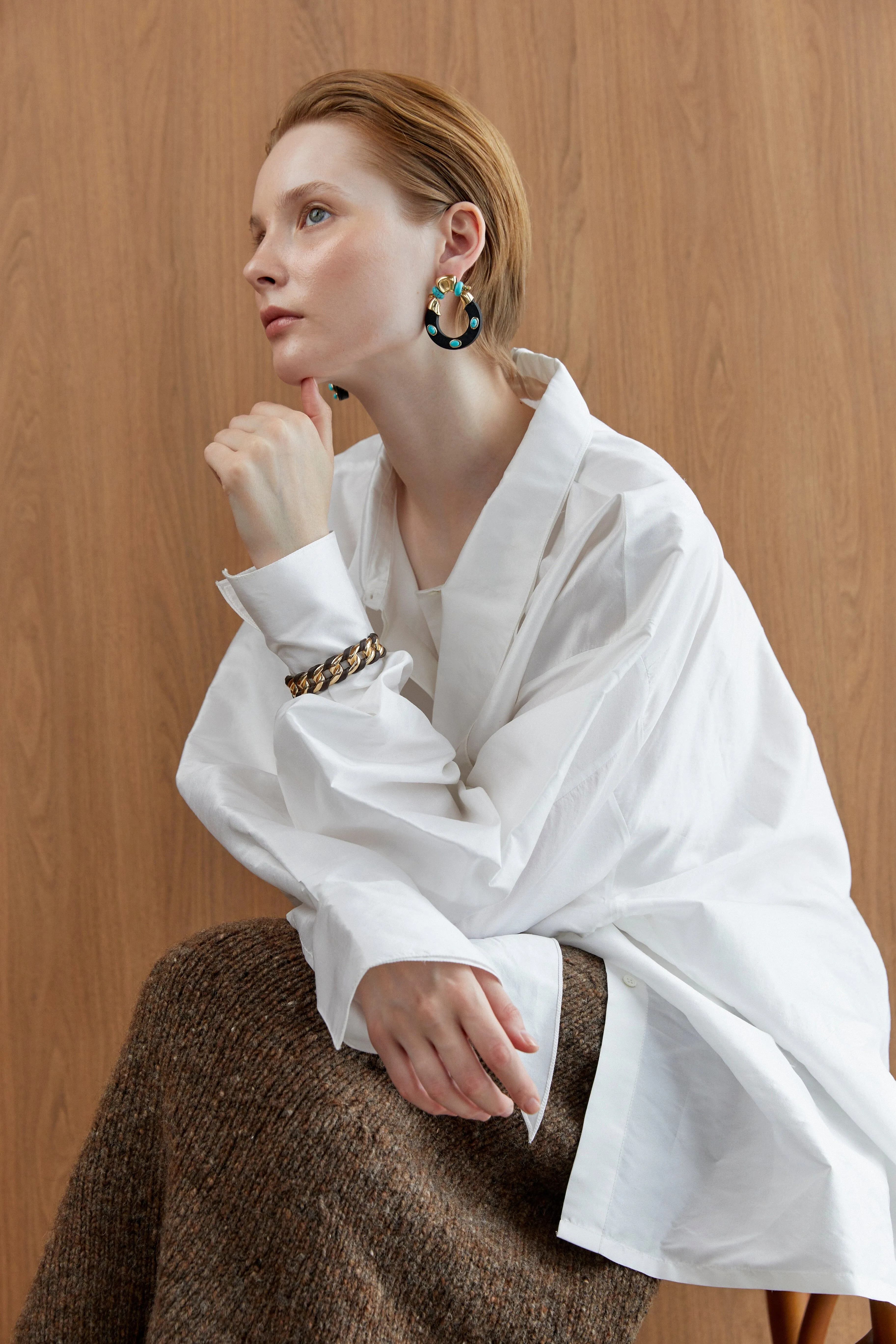 Dark Brown Gold Half Bangle