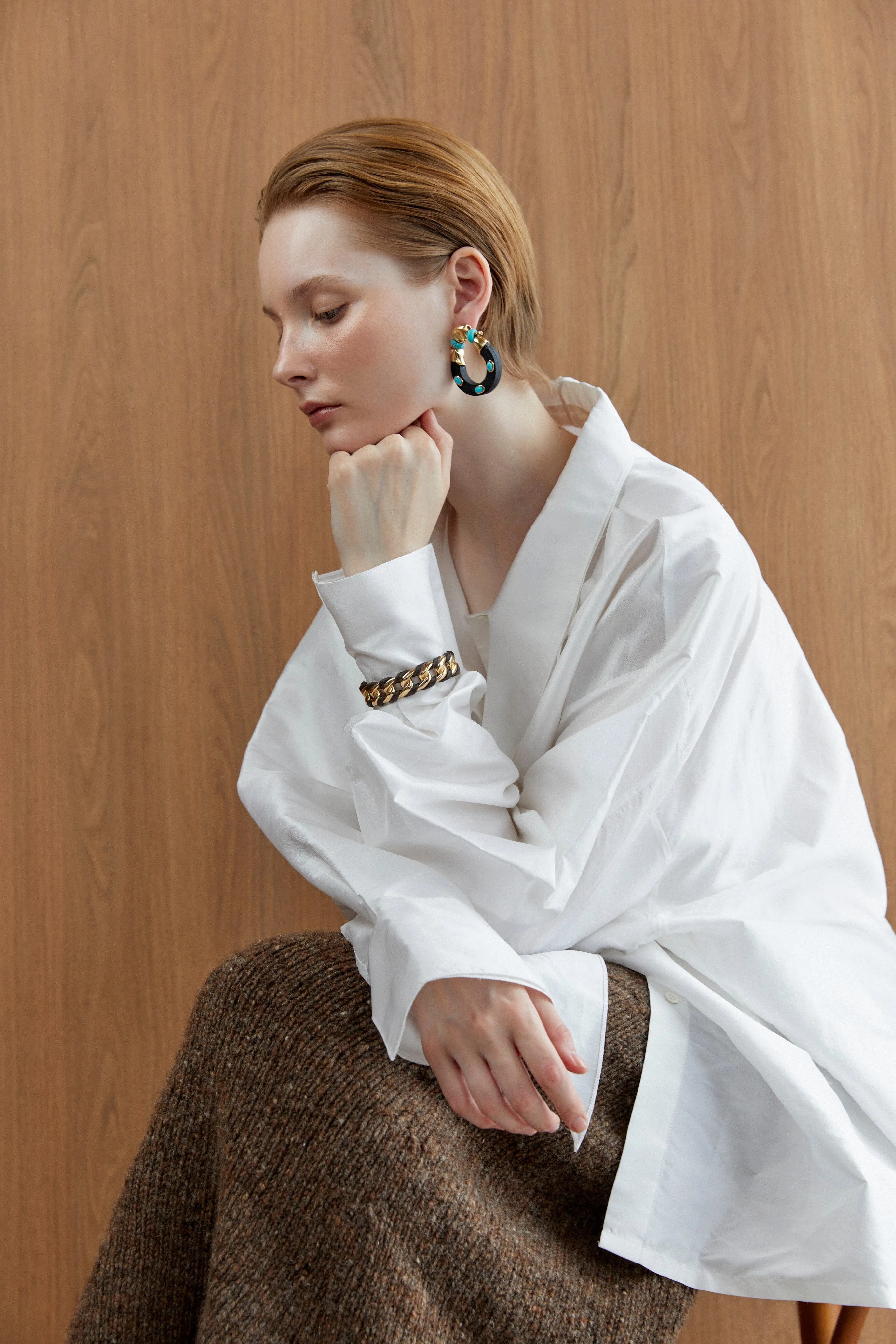 Dark Brown Gold Half Bangle