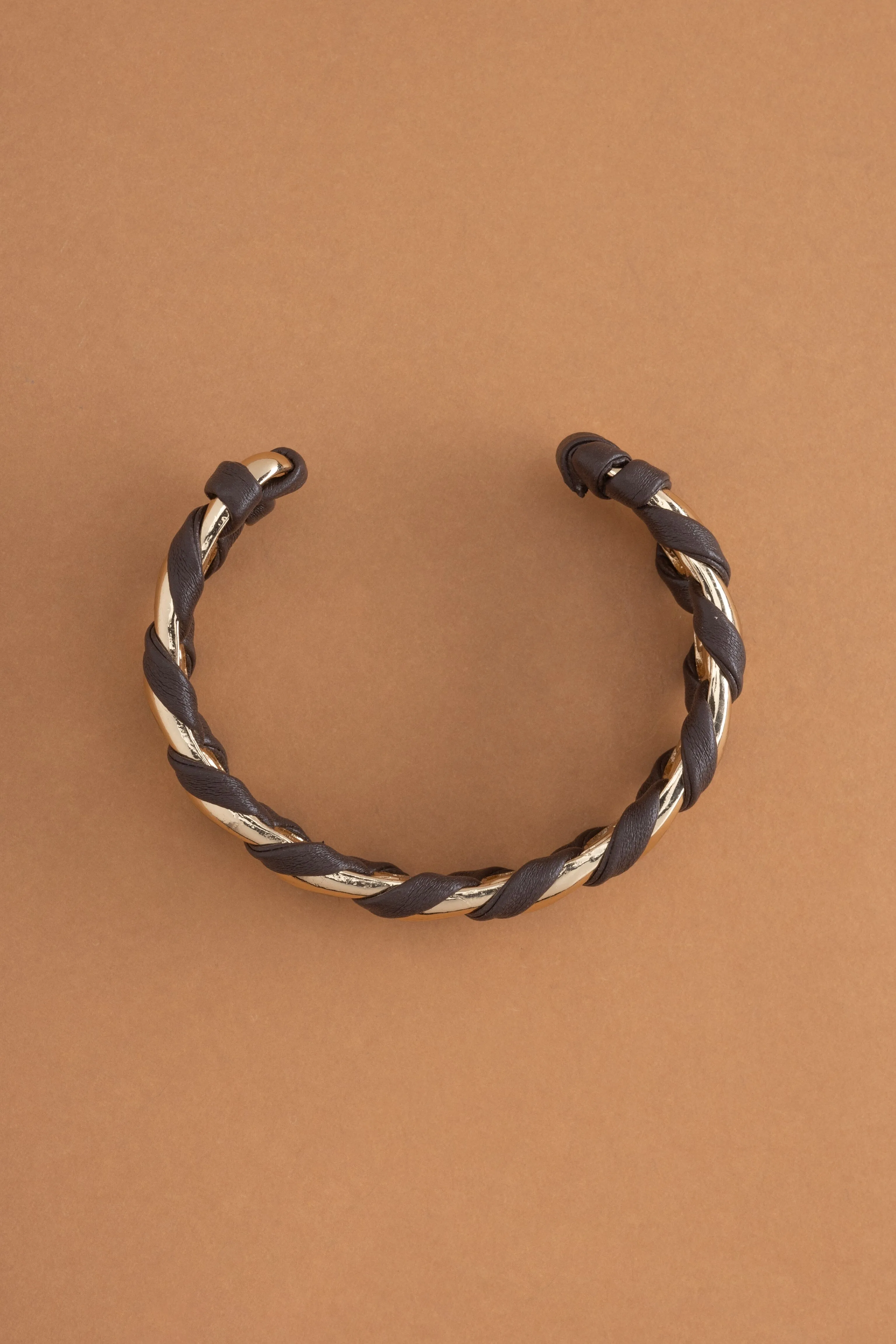 Dark Brown Gold Half Bangle