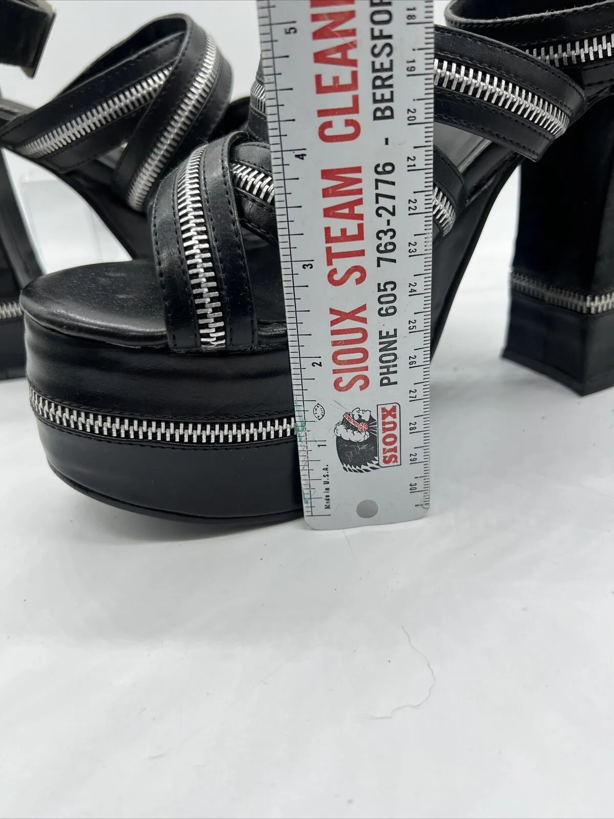 Demonia Charade 32 Chunky Heel Sandal Zipper Detail 4”  High Shoe Platform
