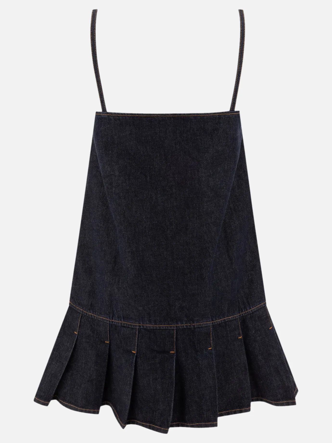Denim mini dress with straps