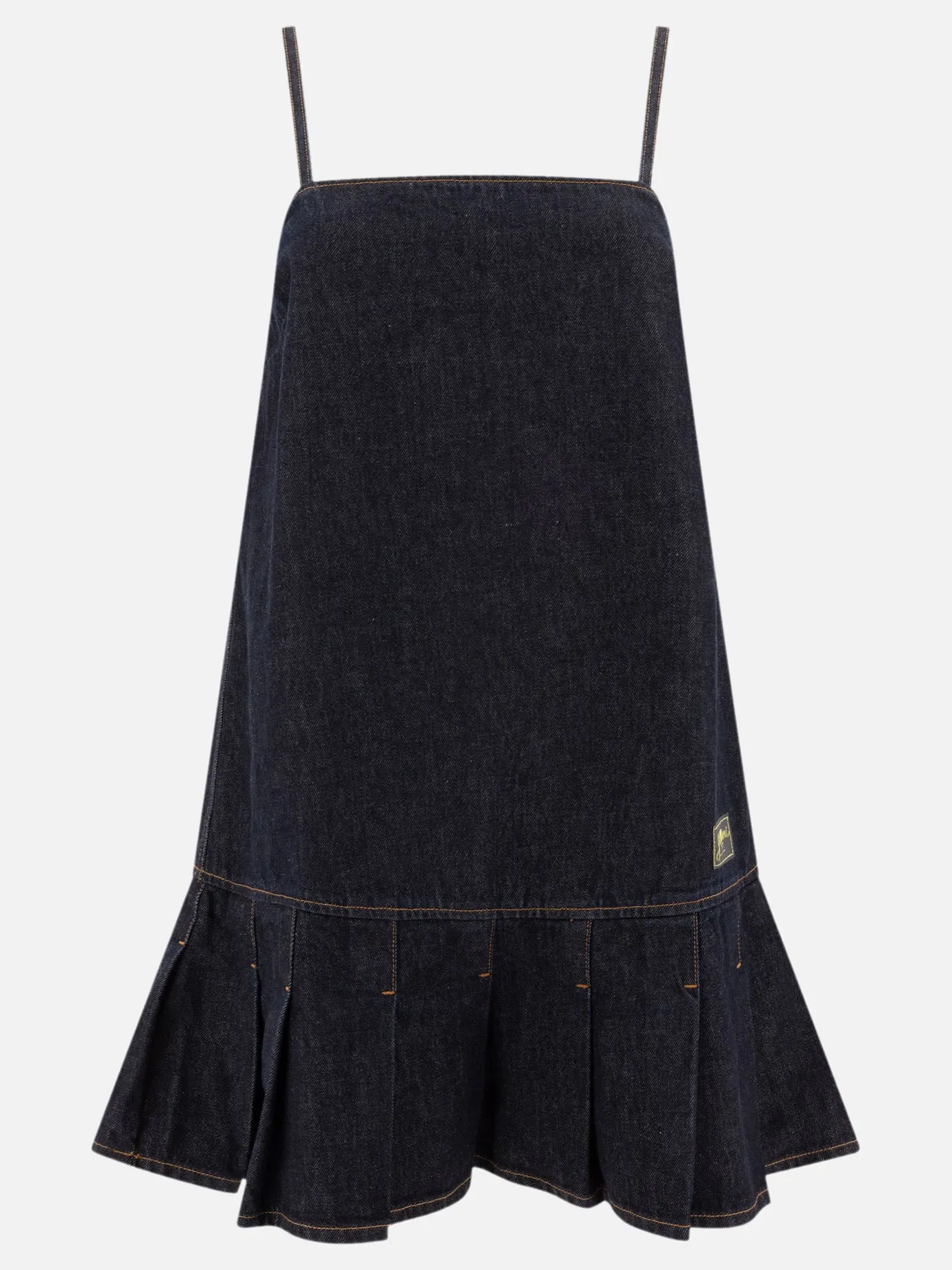 Denim mini dress with straps