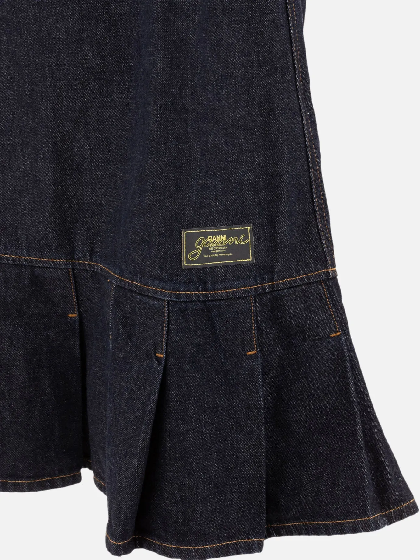 Denim mini dress with straps