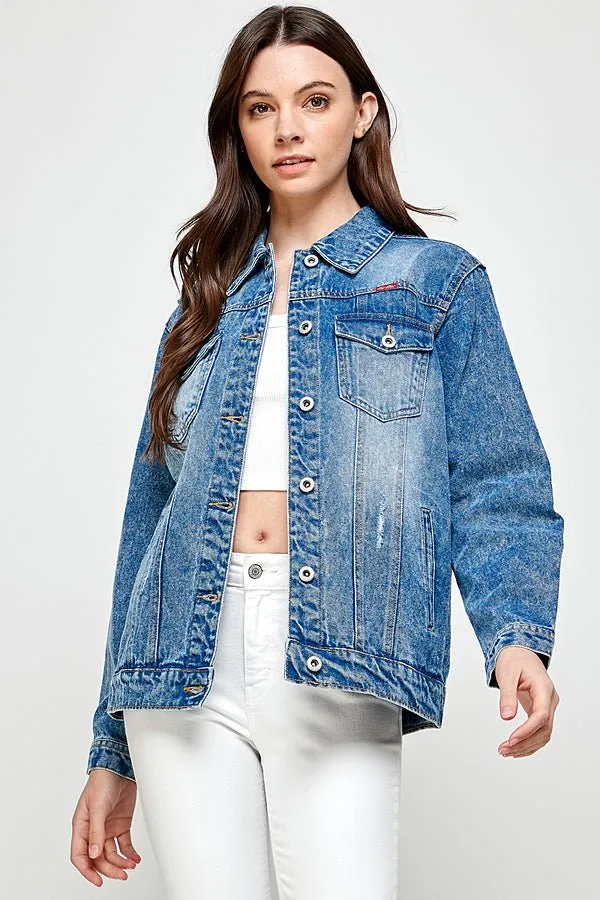 Destroyed Casual Denim Jacket