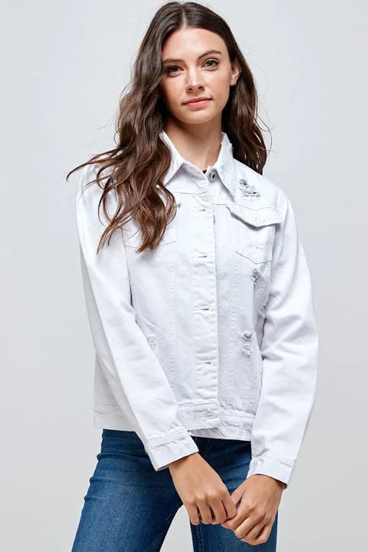 Destroyed Casual Denim Jacket