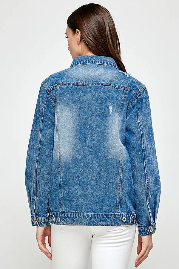 Destroyed Casual Denim Jacket