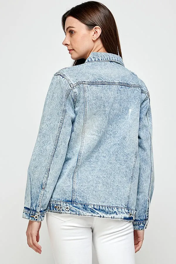 Destroyed Casual Denim Jacket