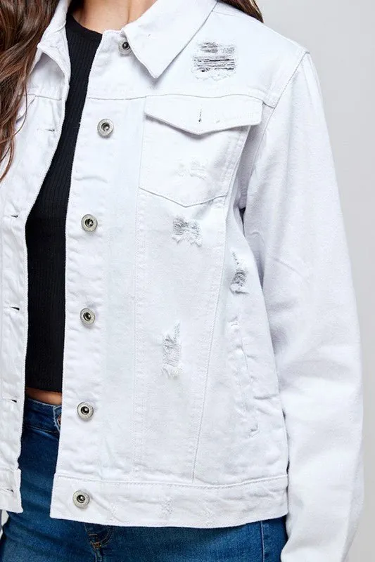 Destroyed Casual Denim Jacket