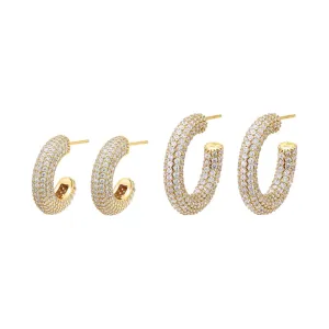 Double Pave Jumbo Hoop Earring Combo Set