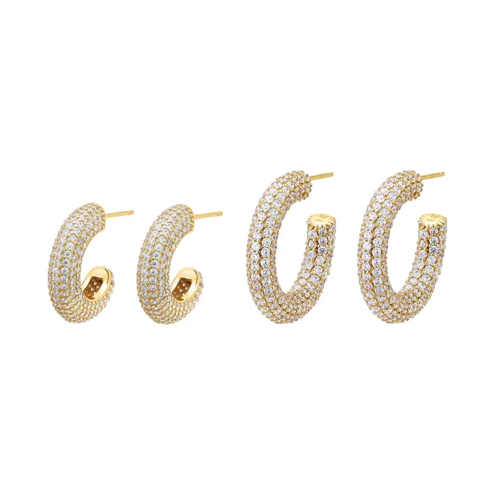 Double Pave Jumbo Hoop Earring Combo Set