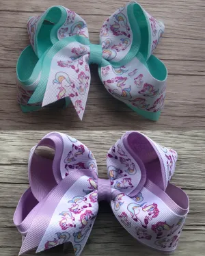 Double Ribbon Unicorn 6in Bows