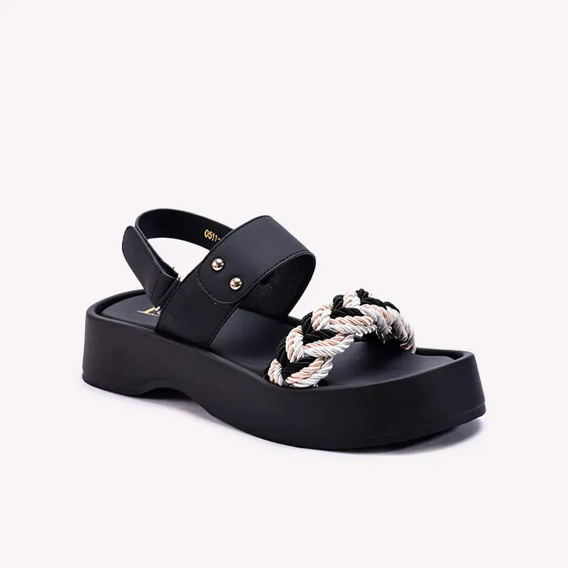 Emerlia Black Chunky Casual Sandals 0421315