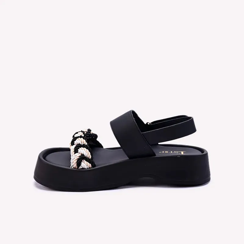 Emerlia Black Chunky Casual Sandals 0421315