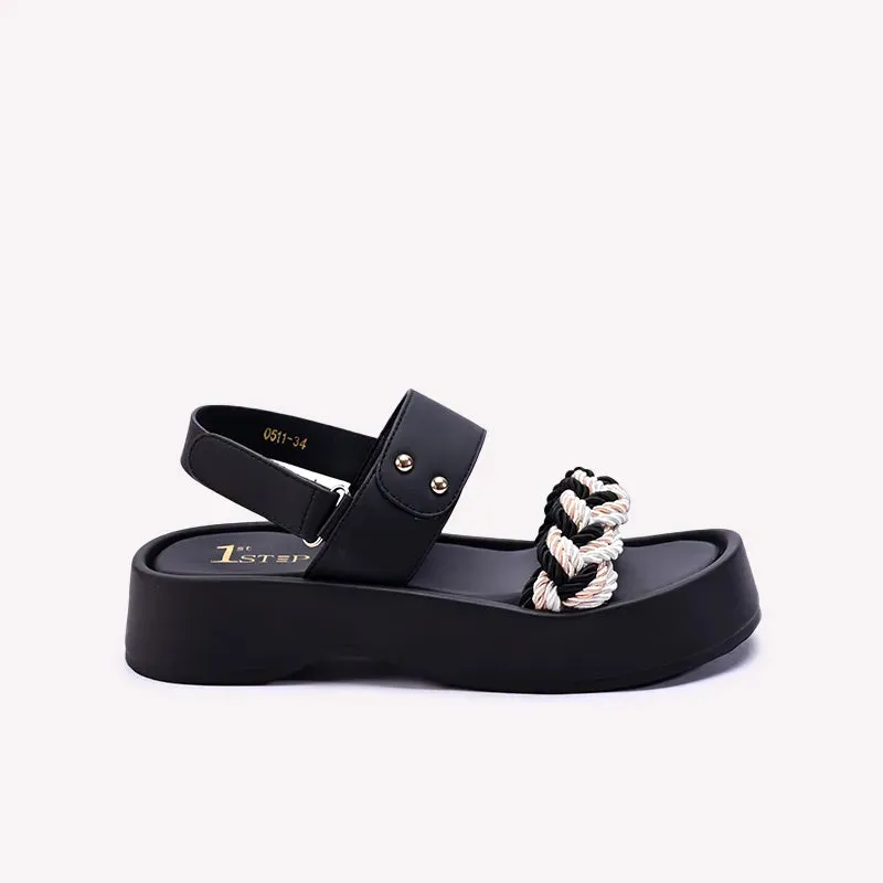 Emerlia Black Chunky Casual Sandals 0421315