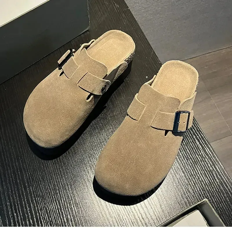Fashion Outdoor Slip On Beach Sandalias Women's Suede Mules Slippers Platform Flats Boston Clogs Sandals