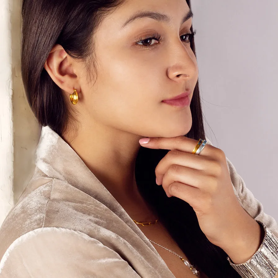 Fast Lane Ridged Hoops in Gold