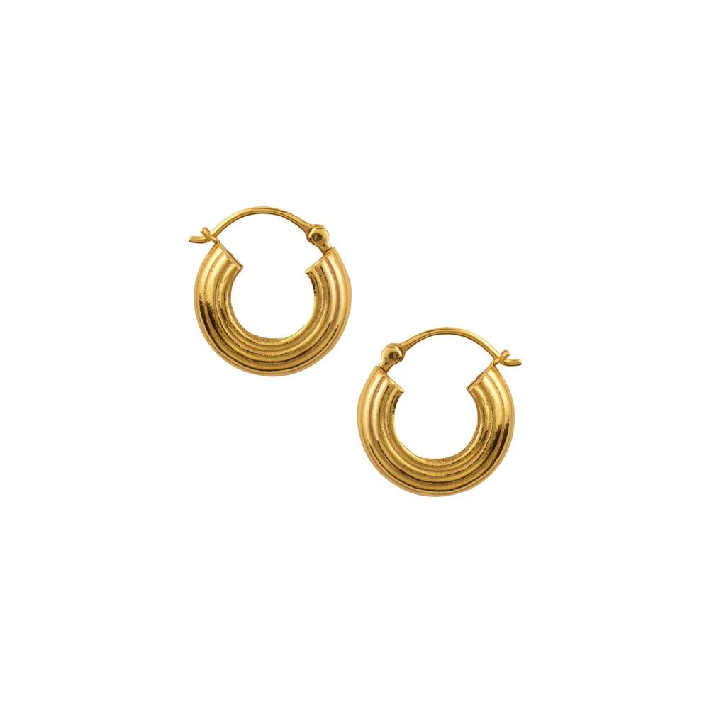 Fast Lane Ridged Hoops in Gold
