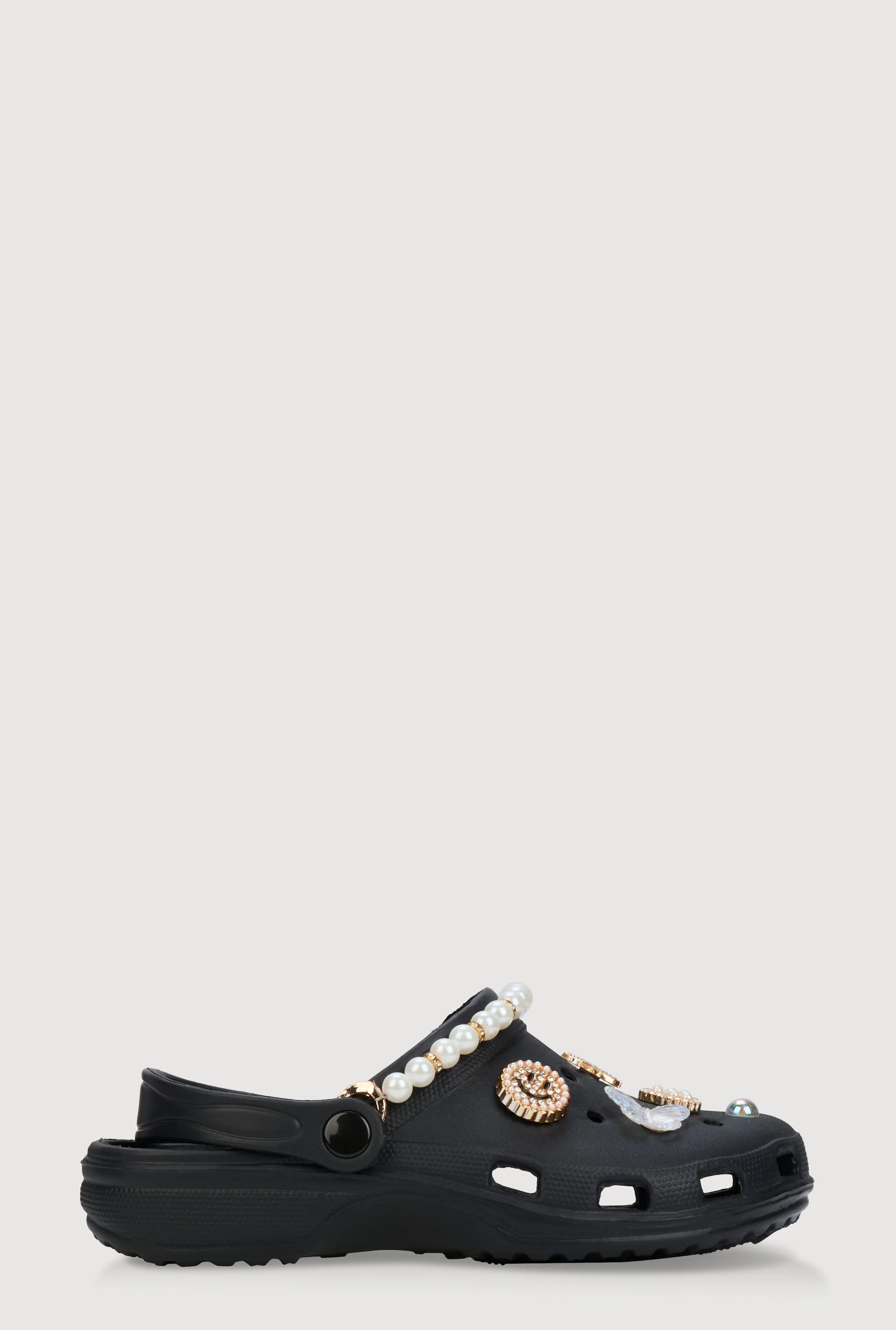 Faux Pearl Rhinestone Charm Slingback Clogs