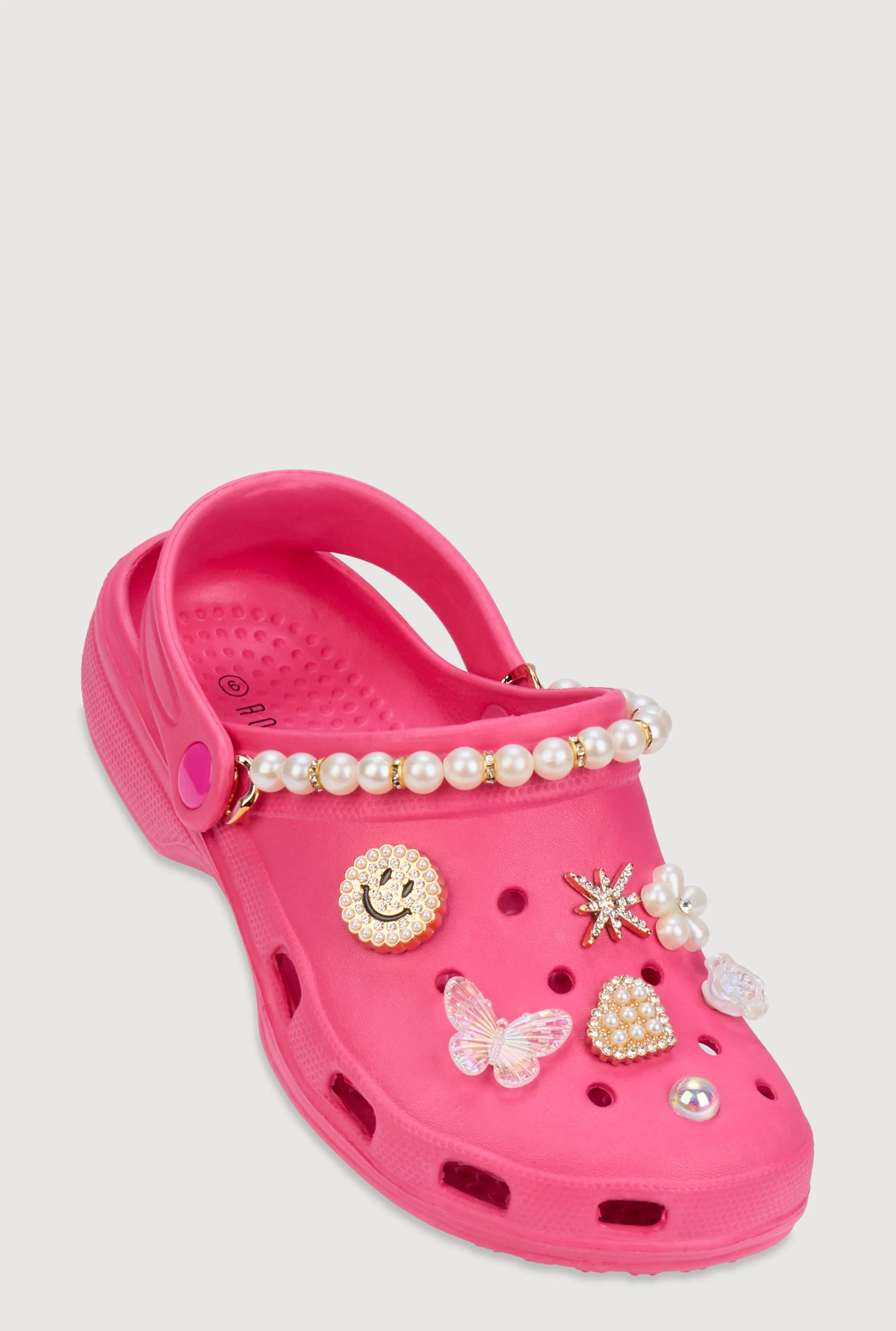 Faux Pearl Rhinestone Charm Slingback Clogs