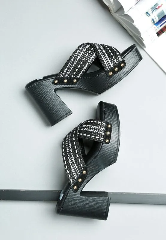 Finley Raffia High Block Heel Clogs