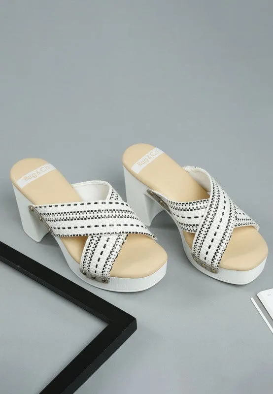 Finley Raffia High Block Heel Clogs