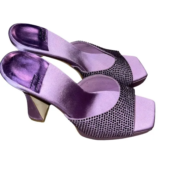 Free People Jeffrey Campbell Luna Jewel Platform Sandal Mule purple Satin 10