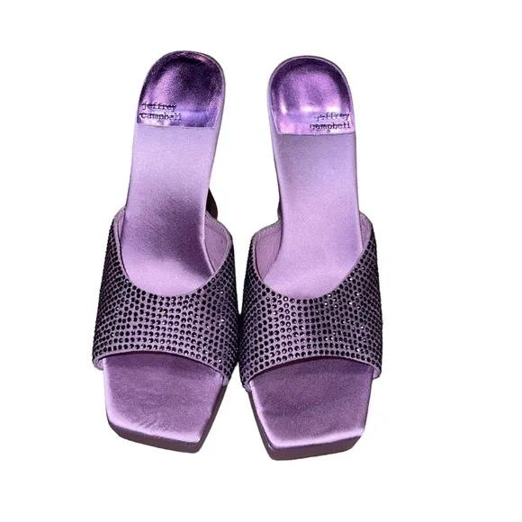 Free People Jeffrey Campbell Luna Jewel Platform Sandal Mule purple Satin 10