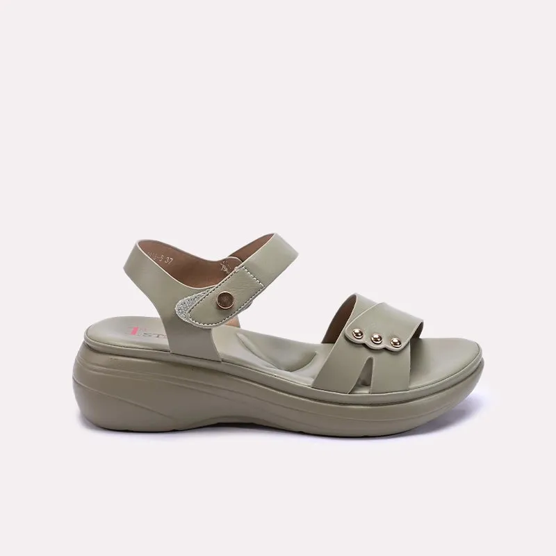 Green Chunky Heel Casual Sandals 0421540