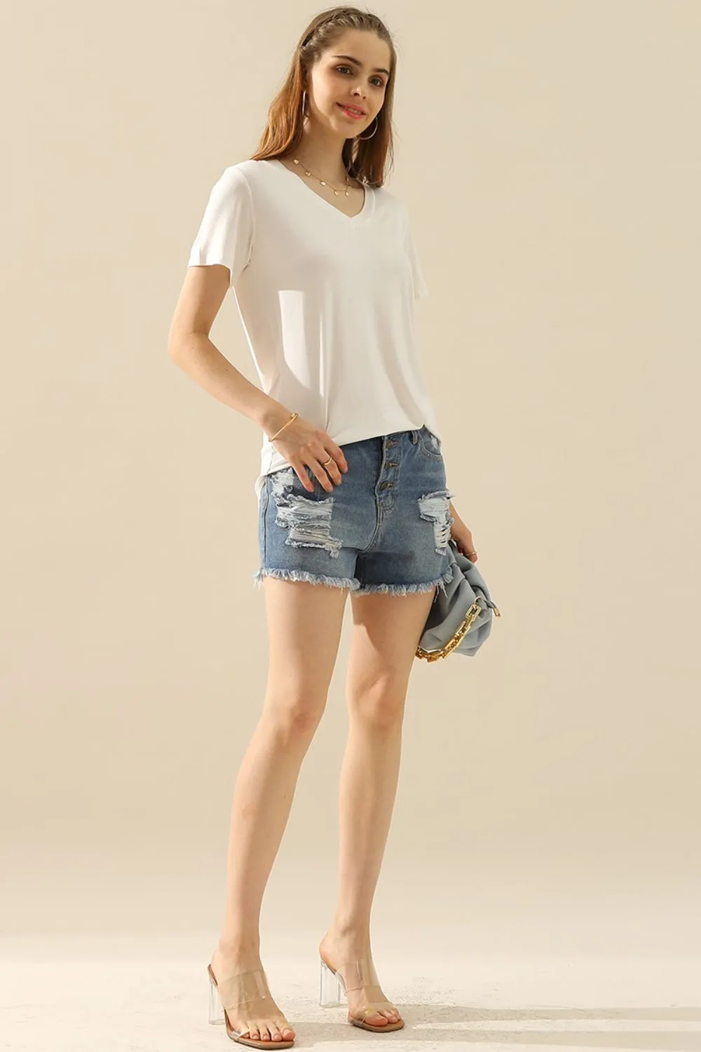 Hazel Blues® |  Ninexis V-Neck Short Sleeve T-Shirt