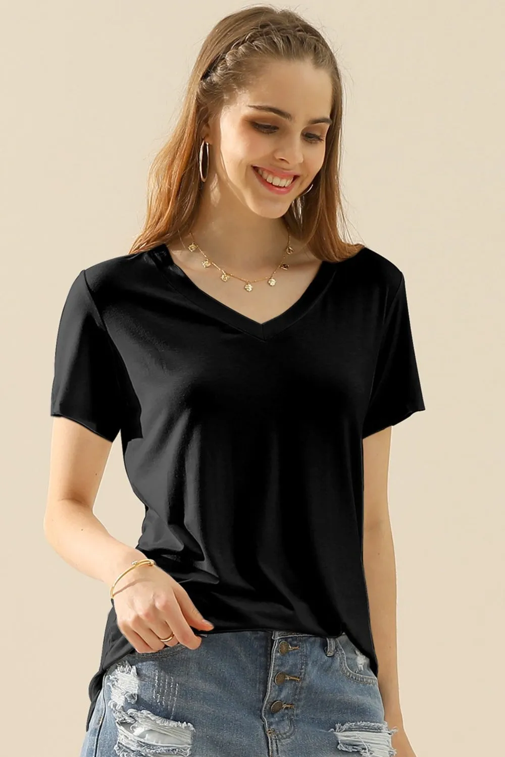 Hazel Blues® |  Ninexis V-Neck Short Sleeve T-Shirt