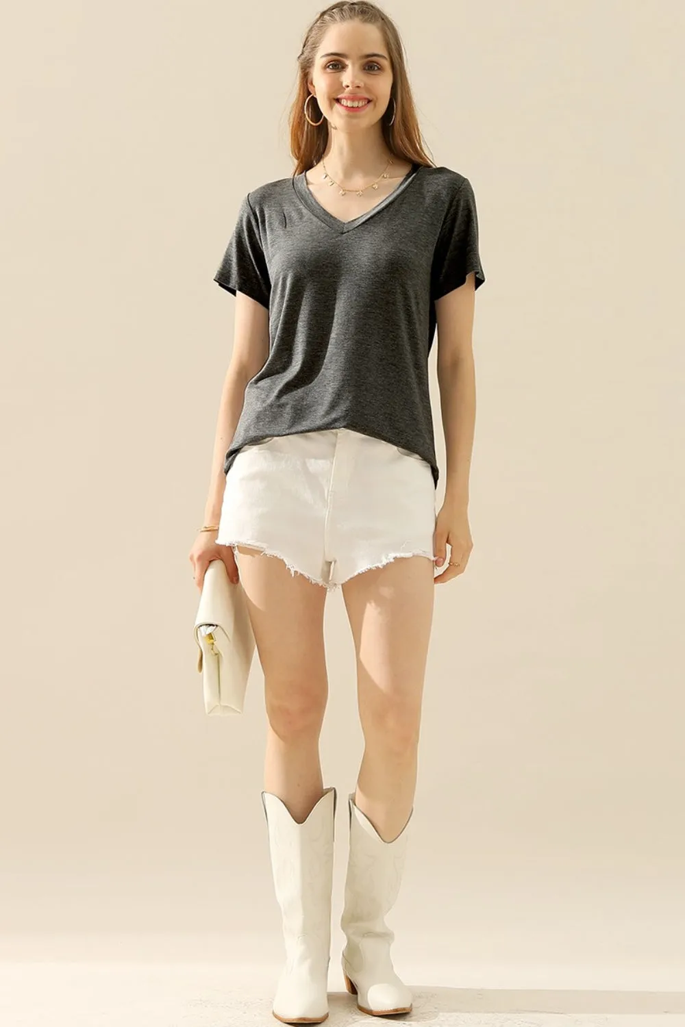 Hazel Blues® |  Ninexis V-Neck Short Sleeve T-Shirt
