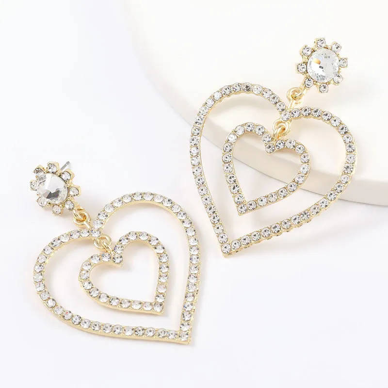 Heart Patter Beaded Decorstion Drop Earrings