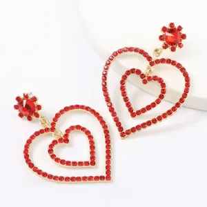 Heart Patter Beaded Decorstion Drop Earrings