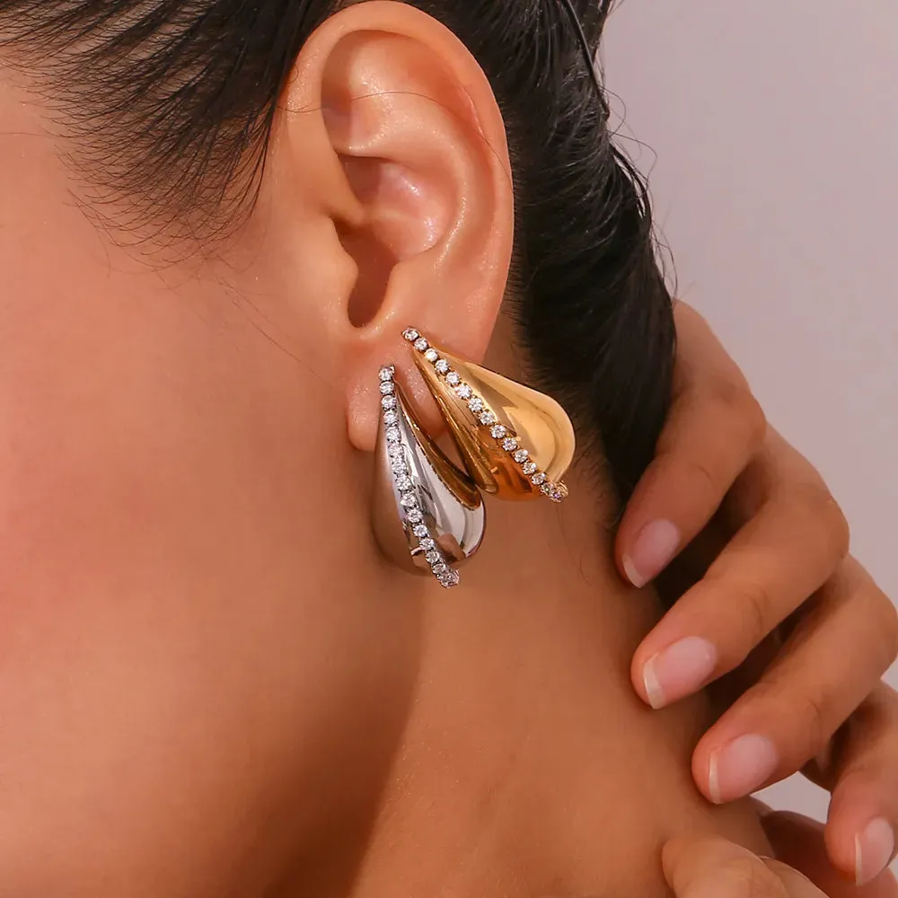 High Fashion Chunky Earrings for Women Gold Plated Stainless Steel High-Quality Waterdrop Vintage Stud Earrings Celebrity Fashion