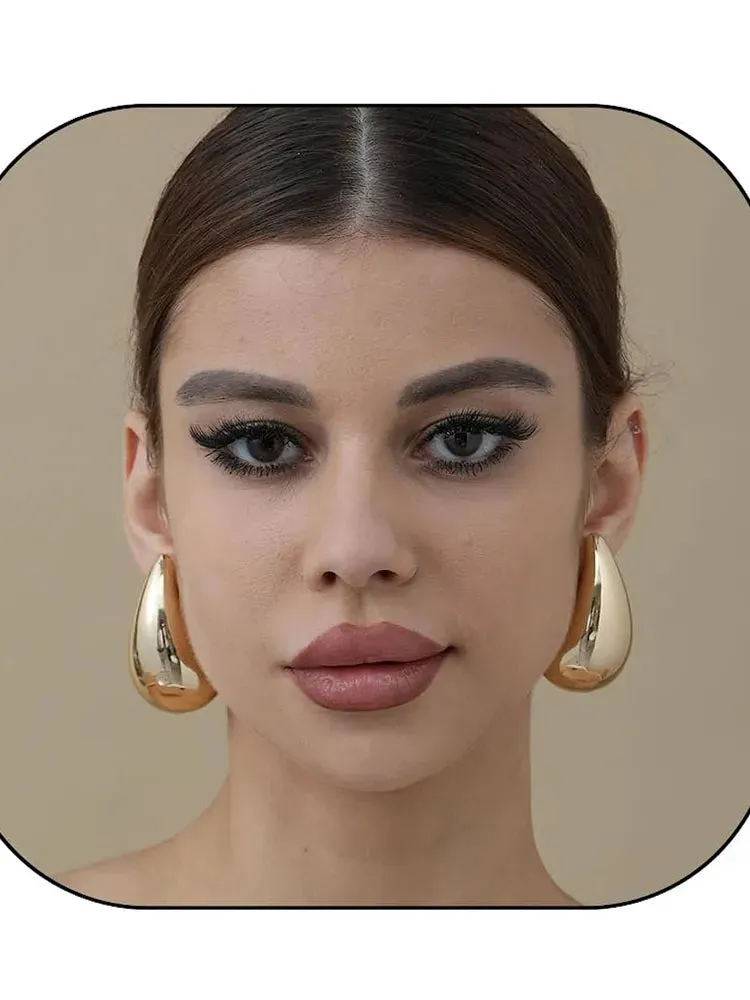 High Fashion Chunky Earrings for Women Gold Plated Stainless Steel High-Quality Waterdrop Vintage Stud Earrings Celebrity Fashion