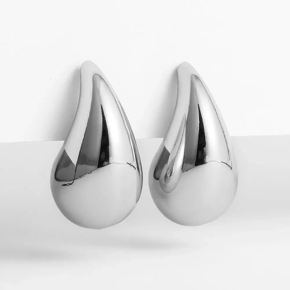 High Fashion Chunky Earrings for Women Gold Plated Stainless Steel High-Quality Waterdrop Vintage Stud Earrings Celebrity Fashion
