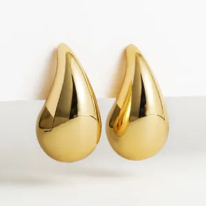 High Fashion Chunky Earrings for Women Gold Plated Stainless Steel High-Quality Waterdrop Vintage Stud Earrings Celebrity Fashion