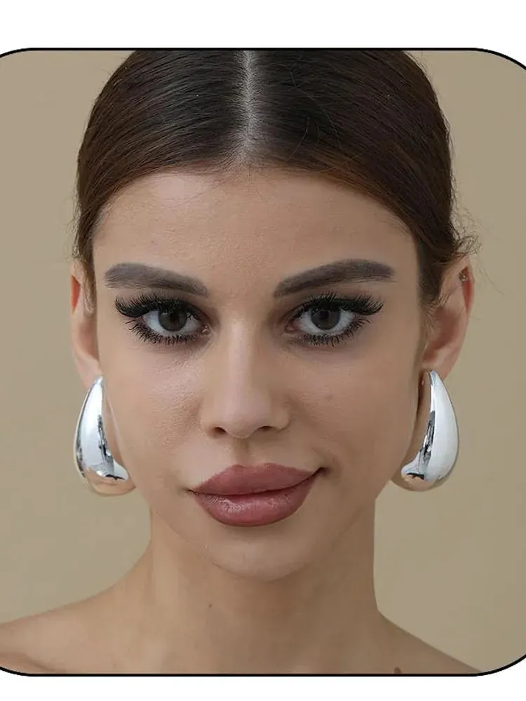 High Fashion Chunky Earrings for Women Gold Plated Stainless Steel High-Quality Waterdrop Vintage Stud Earrings Celebrity Fashion