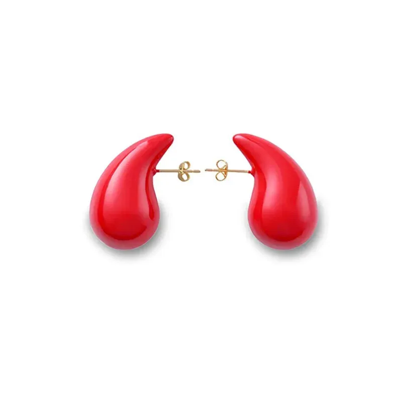 High Fashion Chunky Earrings for Women Gold Plated Stainless Steel High-Quality Waterdrop Vintage Stud Earrings Celebrity Fashion
