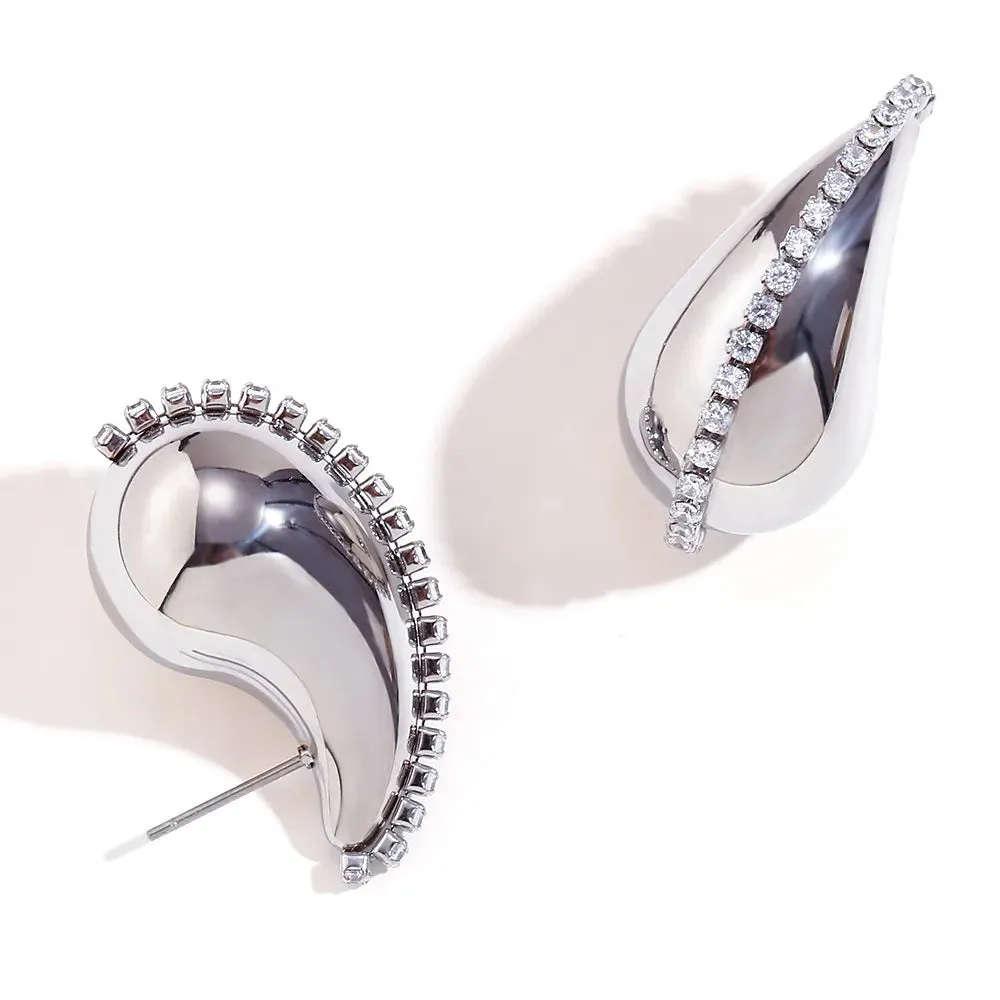 High Fashion Chunky Earrings for Women Gold Plated Stainless Steel High-Quality Waterdrop Vintage Stud Earrings Celebrity Fashion